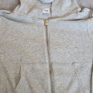 TNA Heather Gray Ribbed Hoodie .  SIZE L.